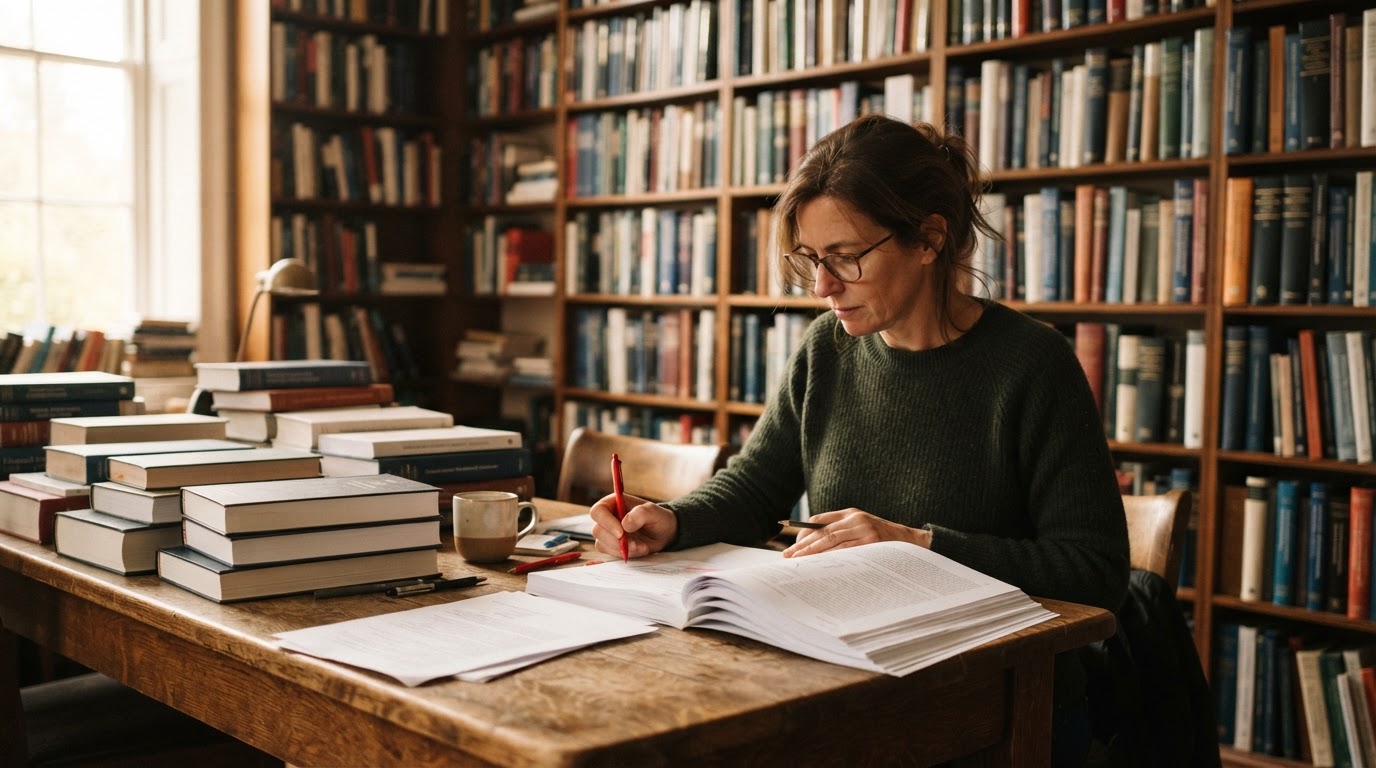 Editor reviewing page proofs